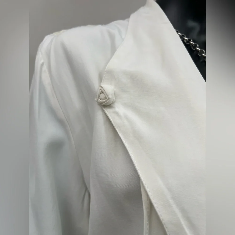 Wild Rose White Lace Back‎ Draped Open Front Jacket Blazer Size 14 USA